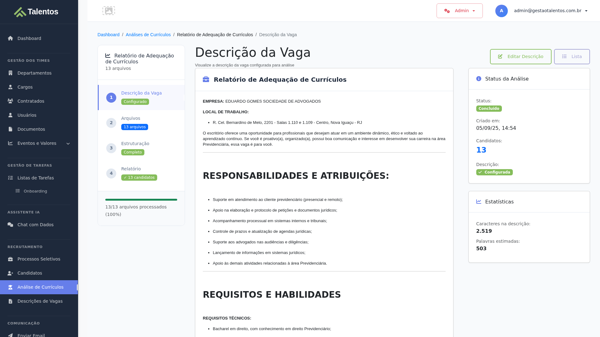 Definição de Critérios